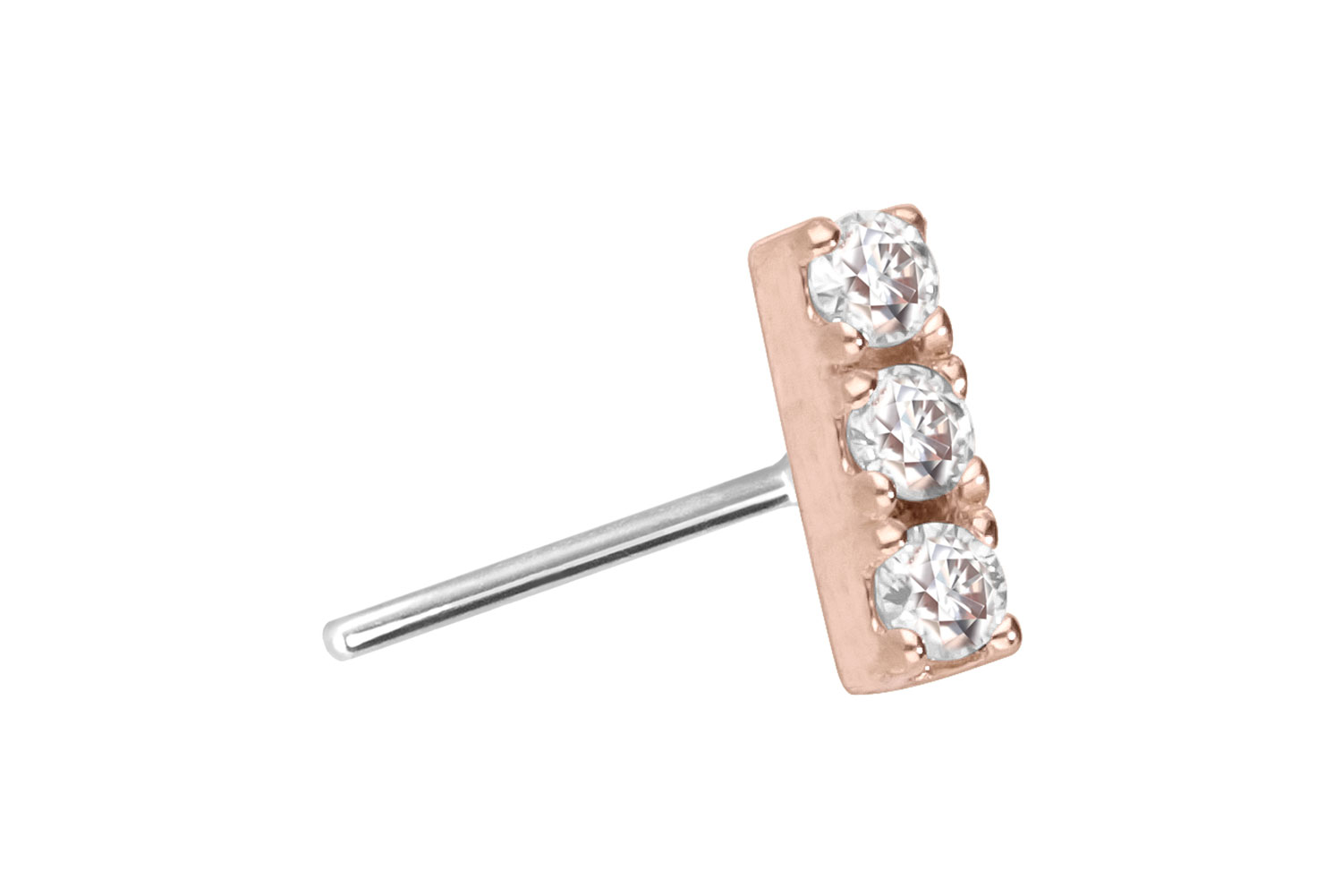 14 Karat Gold Aufsatz mit Titan Push Pin MOISSANIT-BALKEN von Piercingline